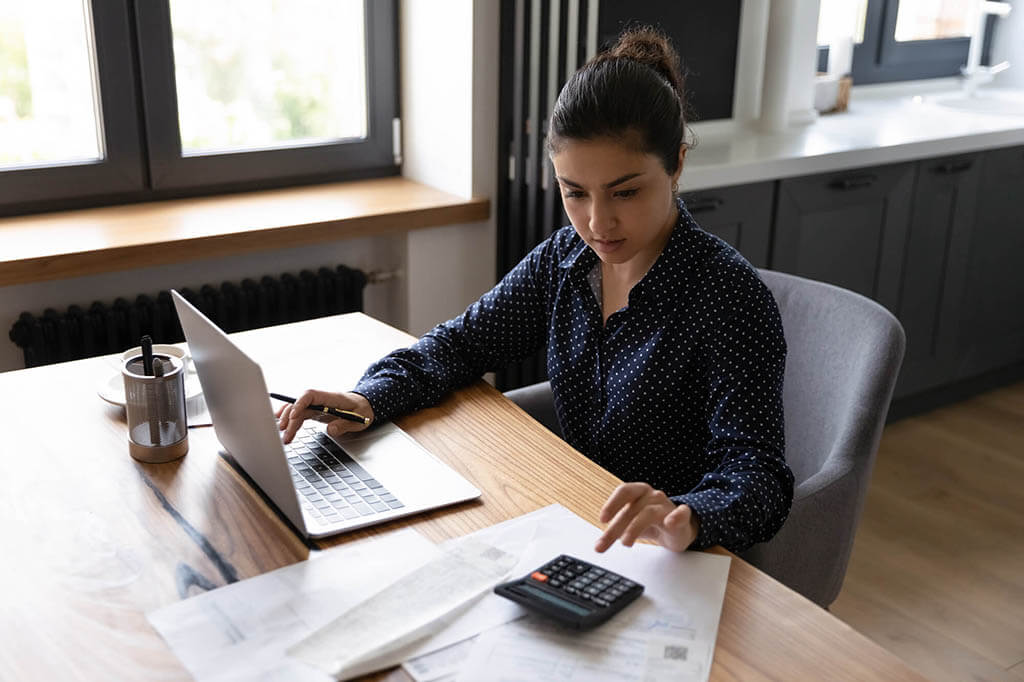 Woman working at a desk